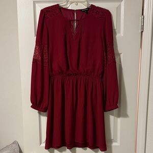 Express Deep Red Long Sleeve Dress